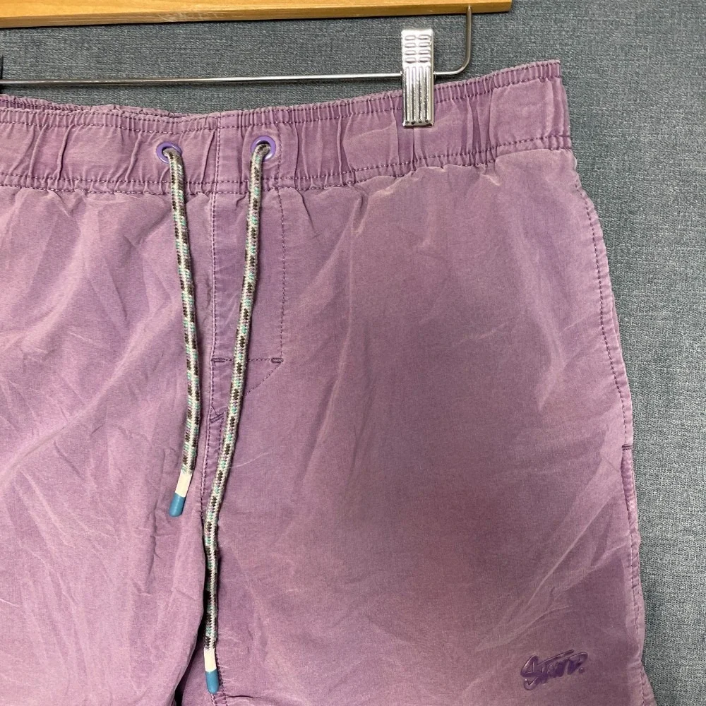 STWD Swim Shorts Mens Medium Purple Drawstring Waist Flat Front Mesh Lined Beach